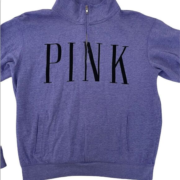 PINK VICTORIAS SECRET purple crew neck zip up size small F179 - Picture 2 of 13